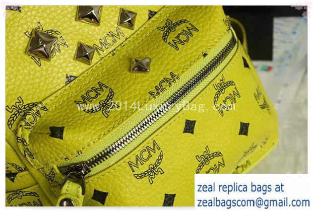 High Quality Replica MCM Stark Backpack Medium in Calf Leather 8003 Lemon